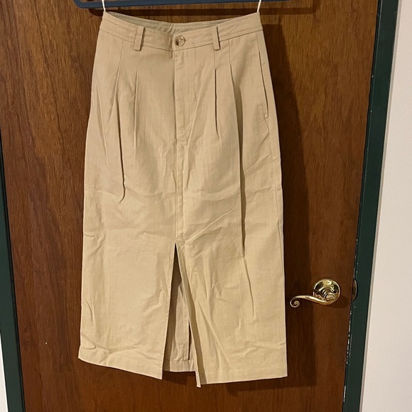 Mod Ref Dresses & Skirts - Beige Pencil Skirt with Front Slit